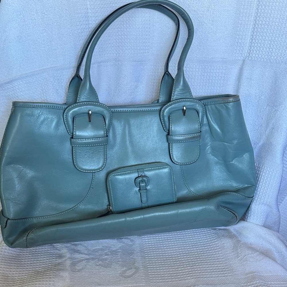 Vintage Cole Haan Blue bag with matching keychain/wallet.